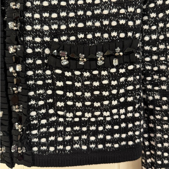 White House Black Market Embellished Tweed Sweater Jacket with Rhinestone Detail - Picture 6 of 6